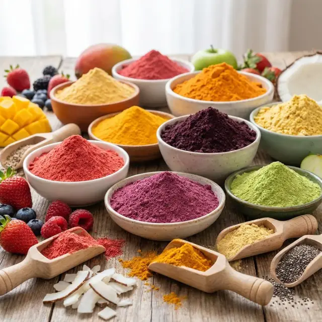 Fruit powder ingredients for beverage and food formulation