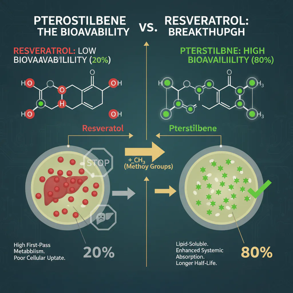 Pterostilbene vs. Resveratrol Bioavailability: Why the “Dimethylated” Alternative is Winning the Longevity Race