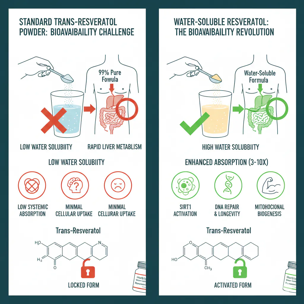 Water-Soluble Resveratrol vs. Standard Powder