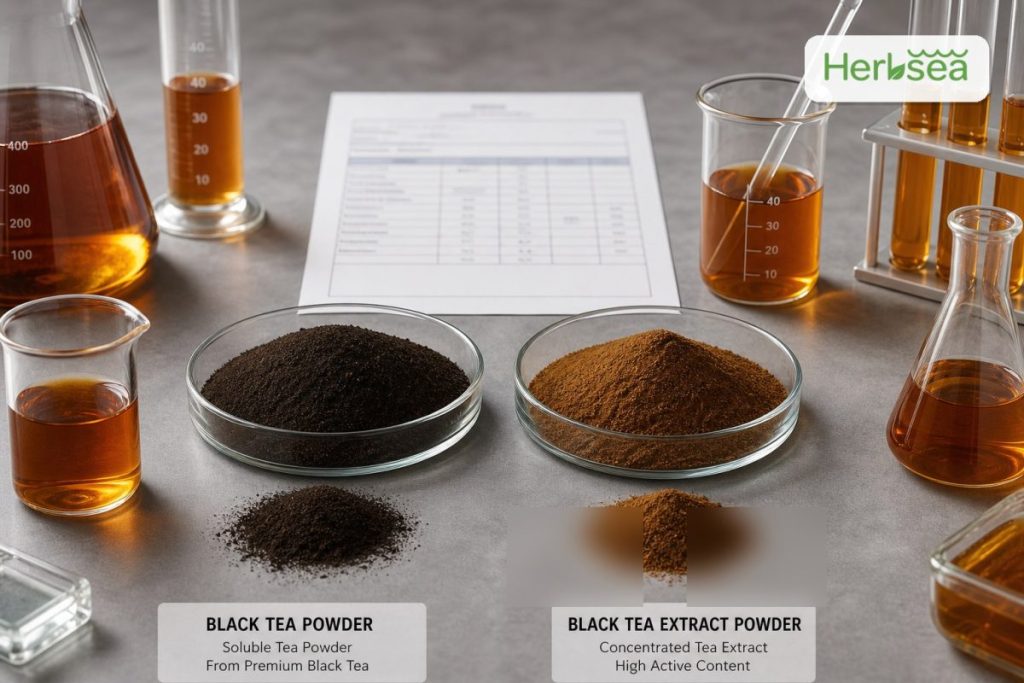 Instant black tea powder and black tea extract powder comparison for beverage manufacturers