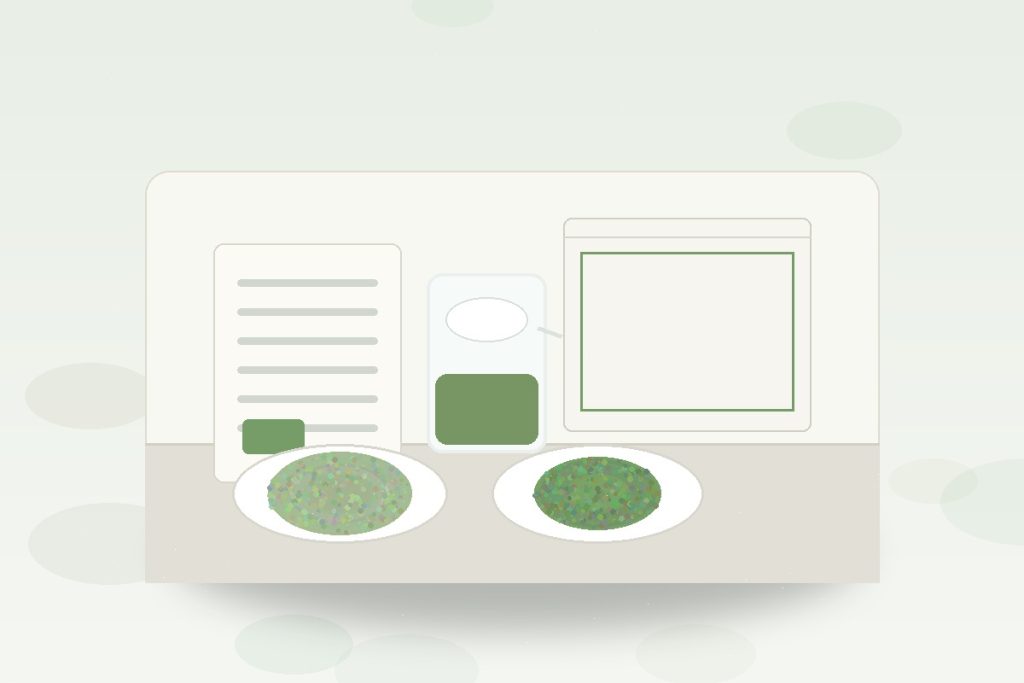 Instant green tea powder export documentation with shipping notes and B2B reference materials