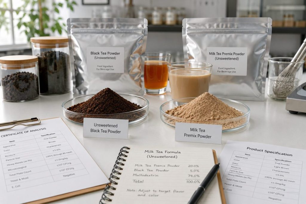 milk tea premix powder, black tea powder for milk tea, instant black tea powder, milk tea powder, black tea base powder, tea beverage formulation, instant tea powder, bulk black tea powder, black tea powder supplier