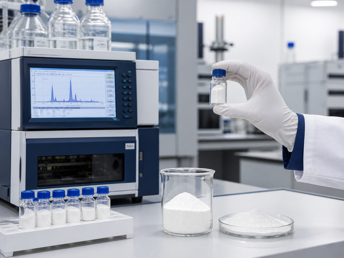 Urolithin A powder HPLC quality control in a bulk ingredient supplier laboratory