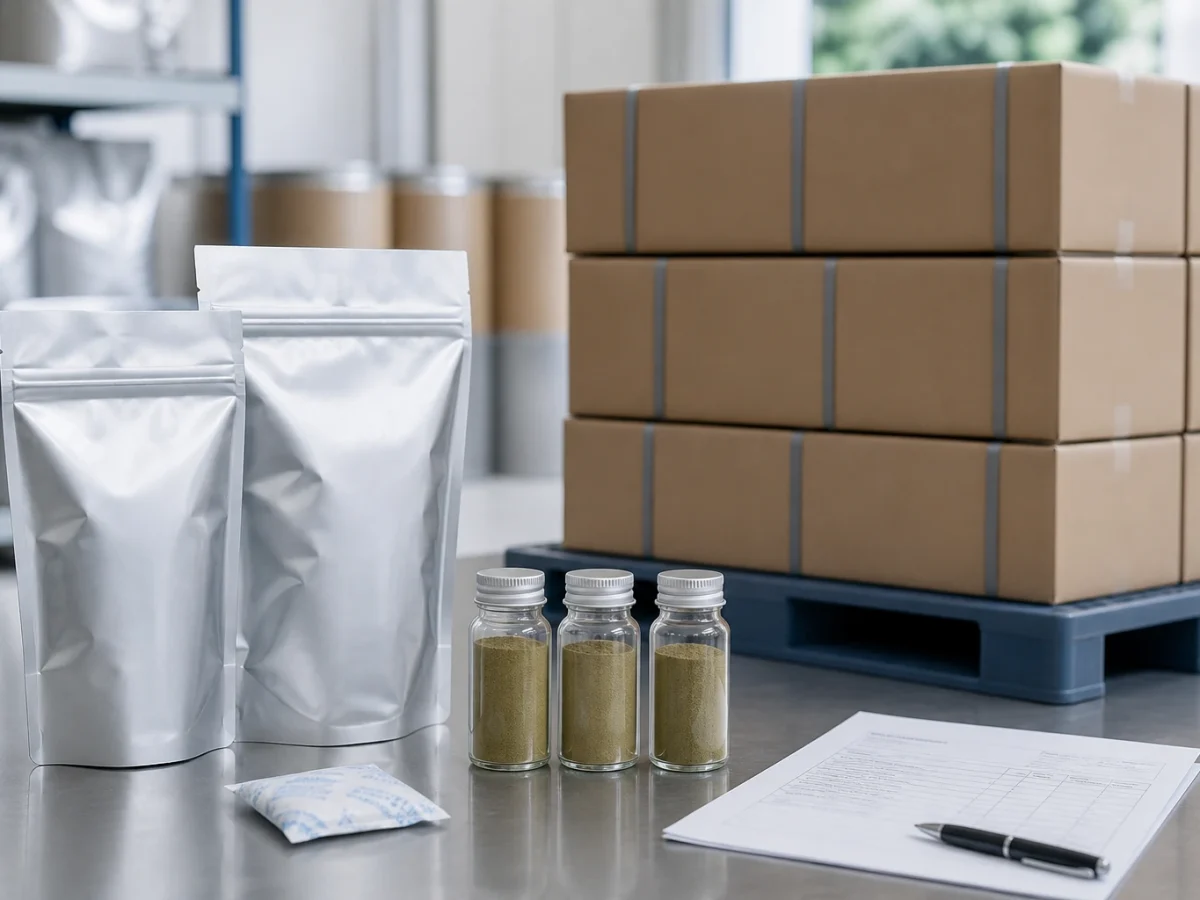 Export sample packaging and logistics for botanical ingredient bulk supply