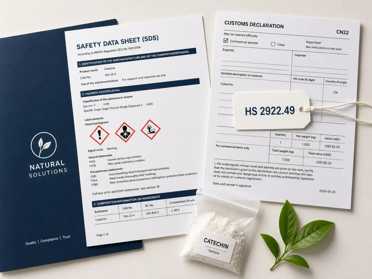 L-Theanine SDS and customs documents prepared for bulk supplier review