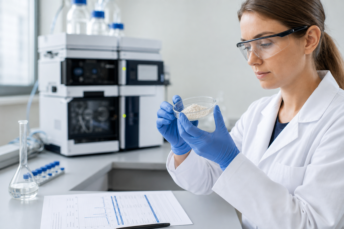 Urolithin A HPLC purity and quality testing Urolithin A bulk powder HPLC quality control analysis in laboratory